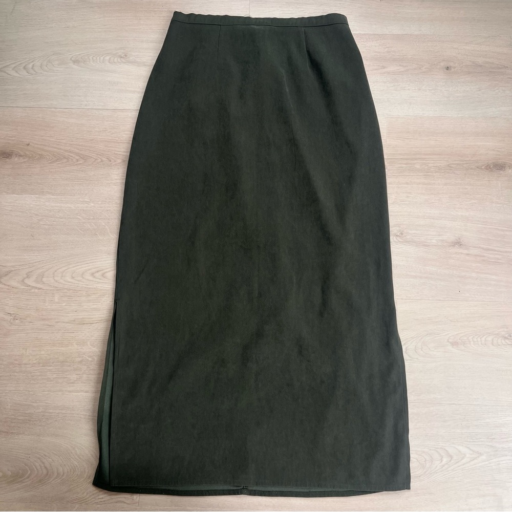 Vintage Forest Green Maxi Skirt w/ Dual Slits
